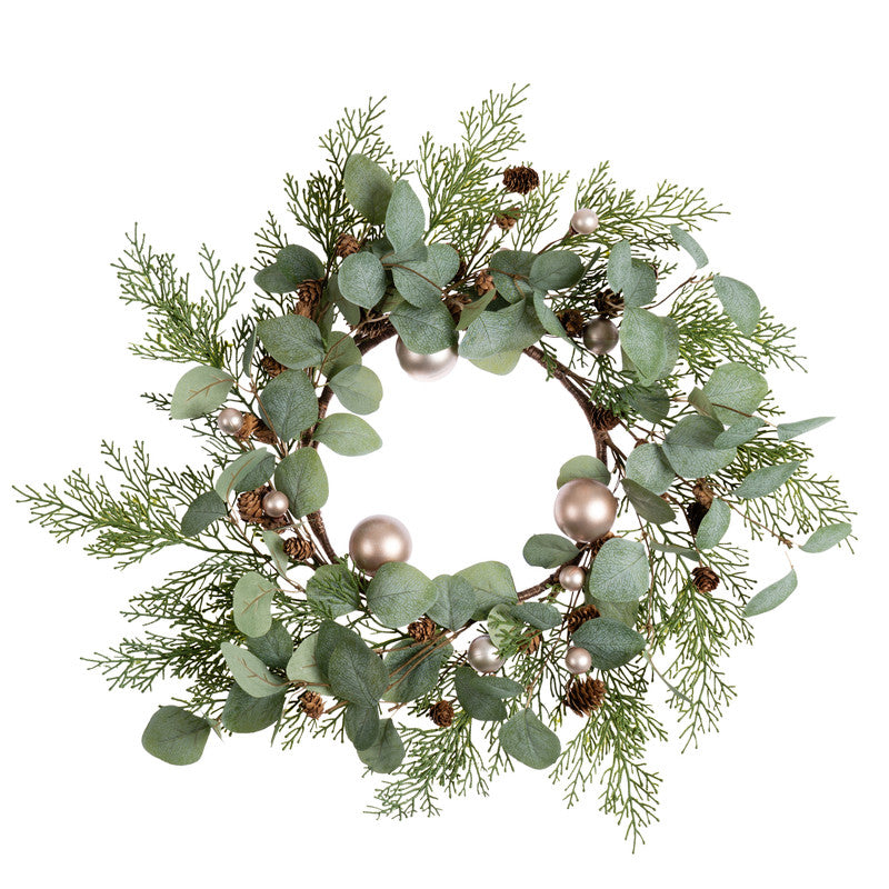 Eucalyptus & Bronze Bauble Wreath 45cm
